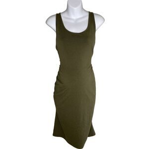 Isabel‎ Maternity Dress SMALL Green Sleeveless Stretchy Scoop Neck Ruched NEW